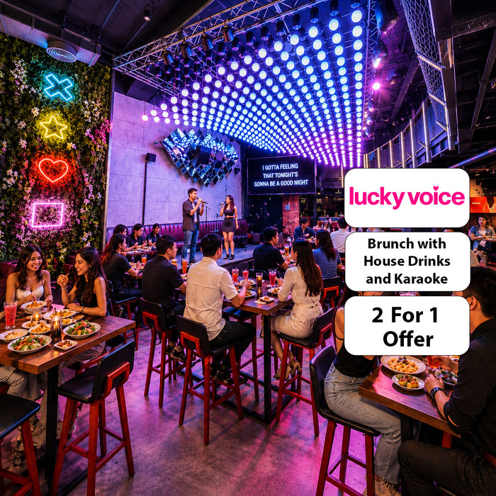 Lucky Voice Dubai - Saturday Brunch Offer with House Drinks & Karaoke | Pay for 1 Brunch for 2 Offer