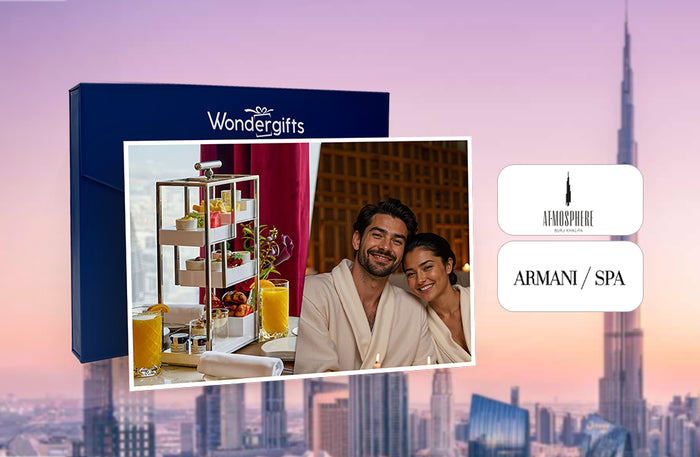Armani Spa Massage with Afternoon Tea at At.Mosphere Burj Khalifa Gift Box for Two | at Wondergifts