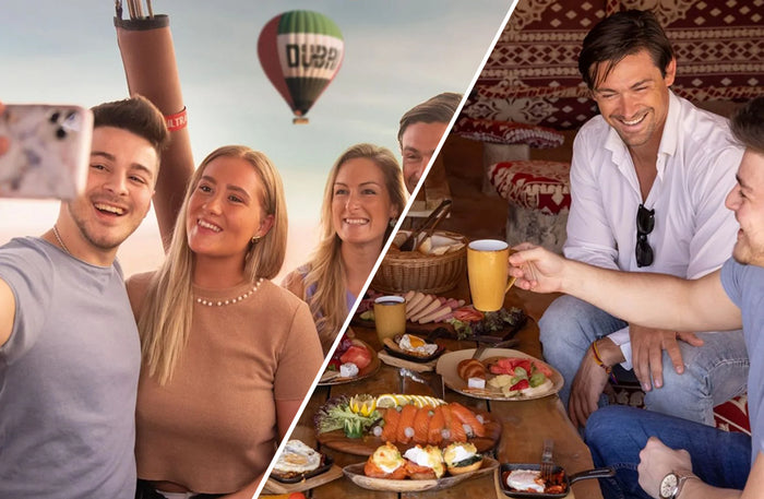 Overnight Desert Escape with Hot Air Balloon Ride, Dinner & Camel Safari for Two | at Wondergifts