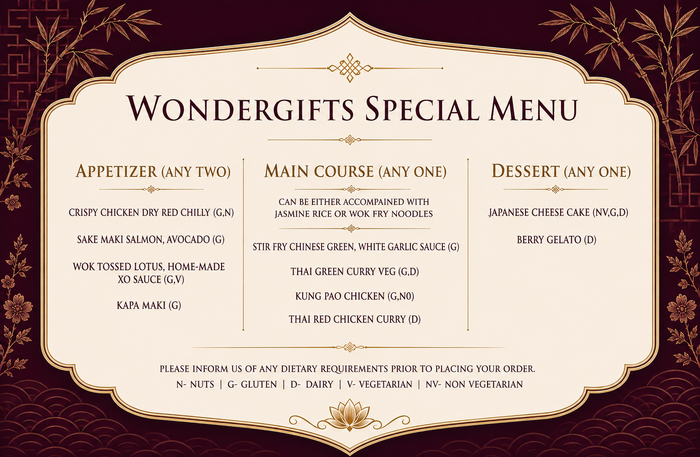 Miss Tess Taj Dubai romantic Asian set menu for two