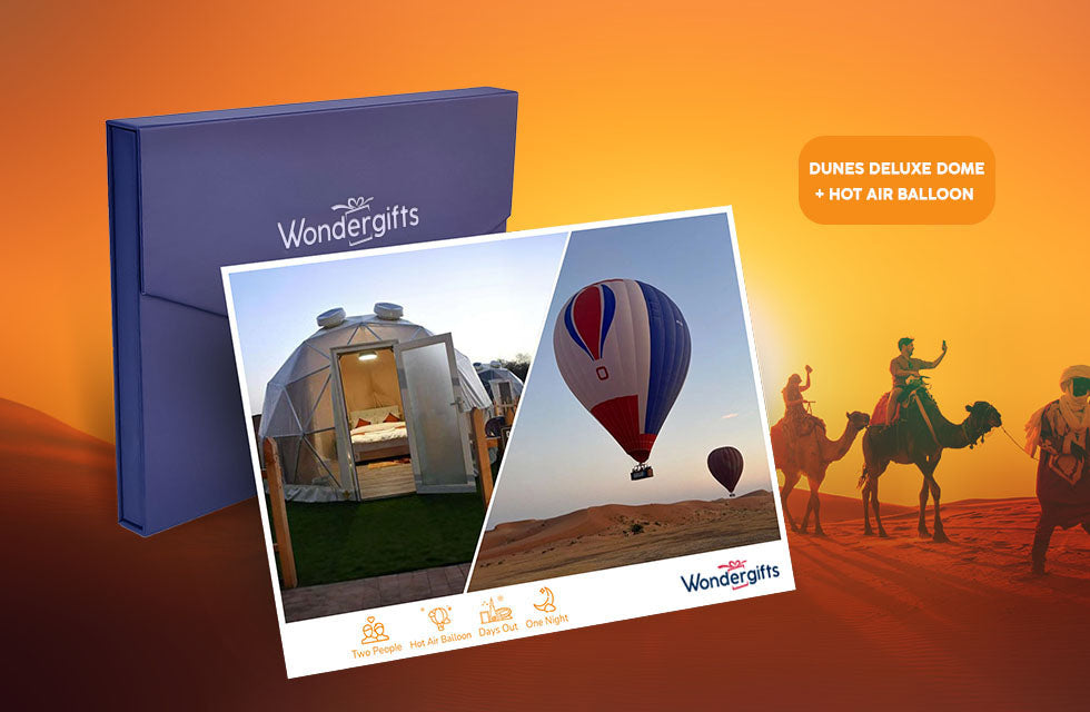 Romantic Overnight Gift Box: The Dunes Deluxe Dome Stay and Hot Air Balloon for Two