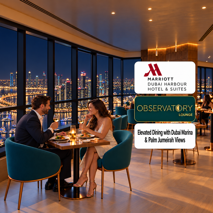Observatory Lounge Marriott Harbour Hotel – Elevated Dining with Dubai Marina & Palm Jumeirah Views