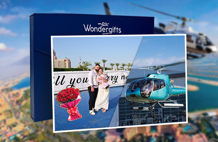 Romantic Proposal: 12-Minute Private Helicopter with Flowers for Two | at Wondergifts