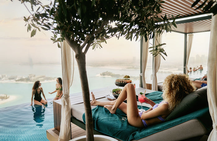 Luxury Aura Skypool Cabana for 2 with Burj Al Arab View, Drinks & Fruit Platter | at Wondergifts