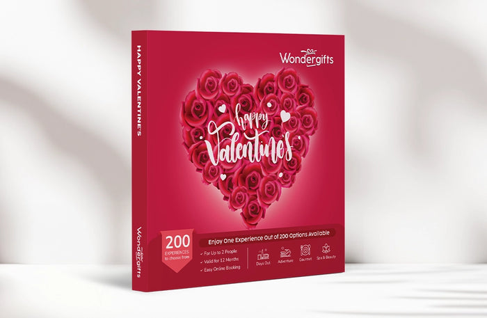 Happy Valentine's Gift Box with Red Roses: 200 + Gourmet, Spa & Adventure Selections | at Wondergifts