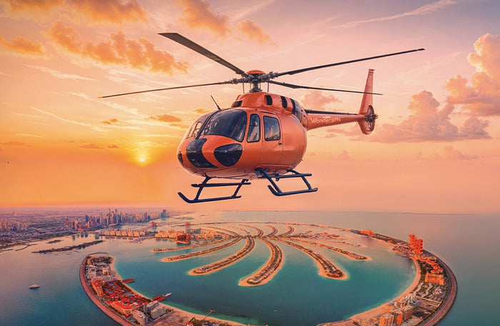 Romantic Helicopter Ride for Two Over Palm Jumeirah with Red Roses