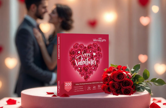 Happy Valentine's Gift Box with Red Roses: 200 + Gourmet, Spa & Adventure Selections | at Wondergifts