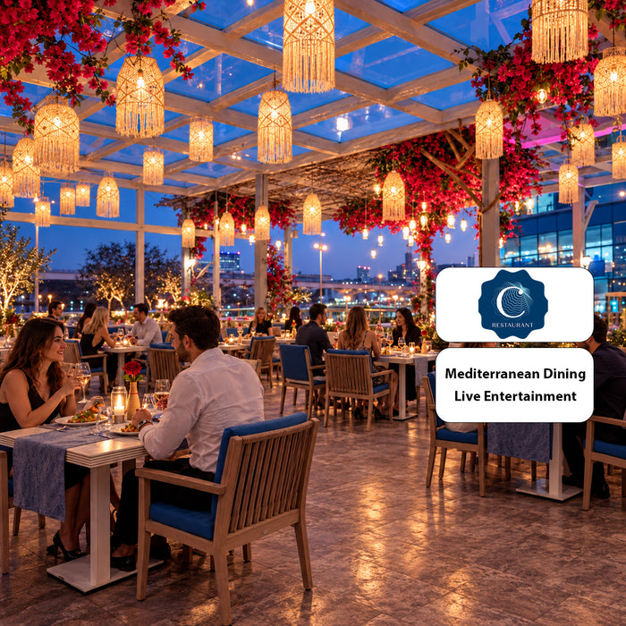 C Restaurant Dubai - Mediterranean Dining Experience for Two with Live Entertainment