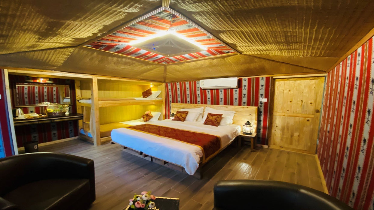 1 Night Stay with Dinner in a Deluxe Bedouin Chalet for 4 People