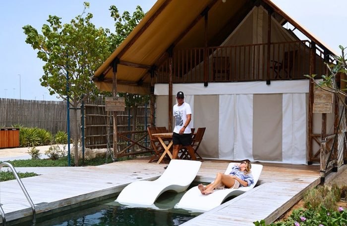 Bab Al Nojoum Duplex Tent Stay with Breakfast, Private Pool & Beach Access |  at Wondergifts