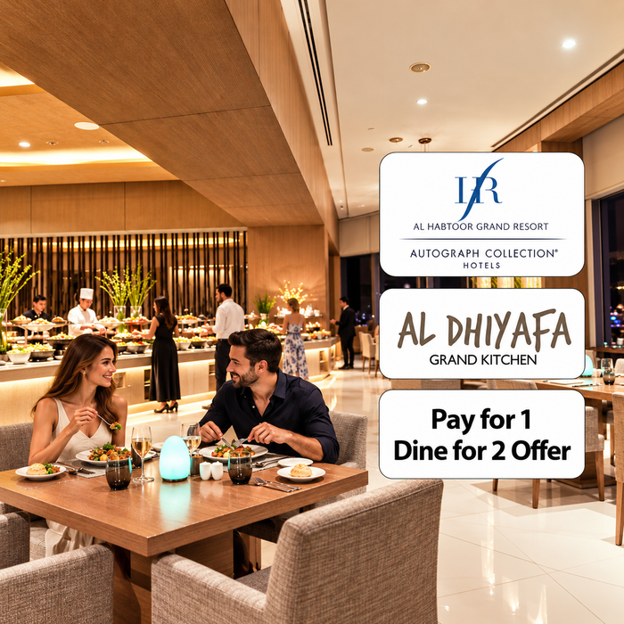 Sunkissed Brunch at Al Dhiyafa Grand Kitchen Habtoor Grand Resort | Pay for 1 Dine 2