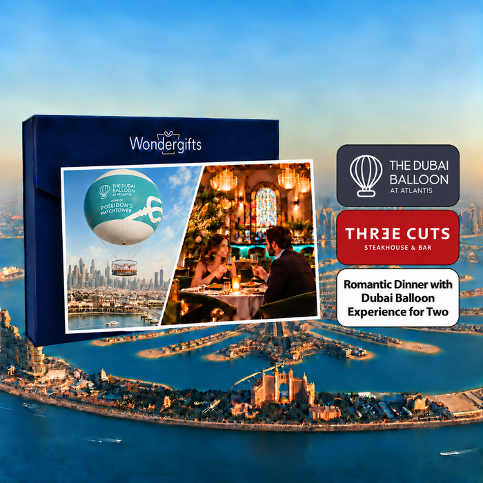 Three Cuts Palm Jumeirah Romantic Dinner & Breathtaking Dubai Balloon Experience for Two