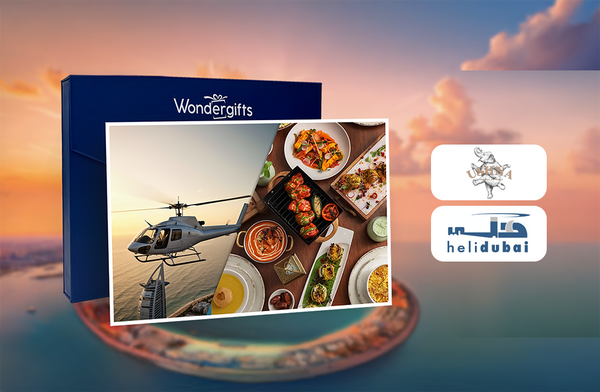 Exciting Helicopter Ride with Charming Dinner & Drinks at Ushna for Two |  at Wondergifts