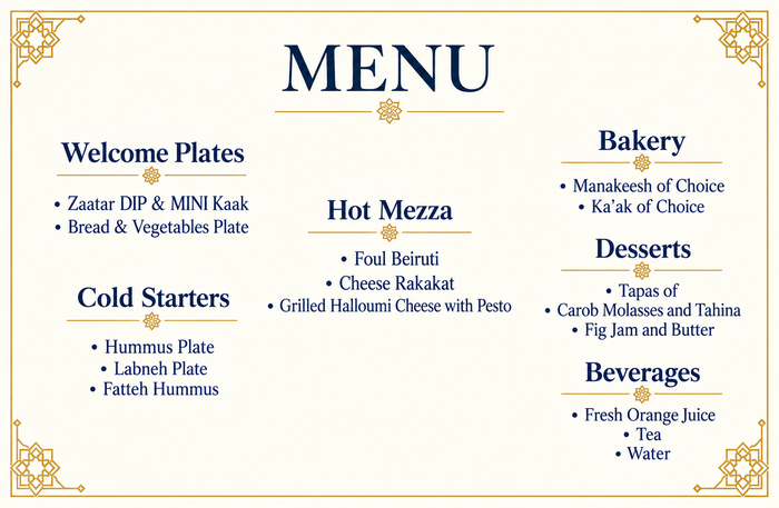 Ka’ak Al Manara Dubai - Lebanese Breakfast for Two with Manakeesh, Ka’ak & Drinks