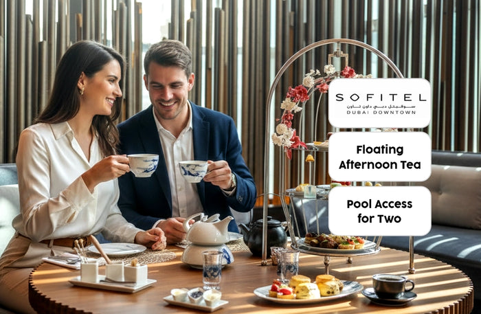 Luxurious Floating Afternoon Tea for Two with Pool Access at the 5-Star Sofitel Dubai Downtown