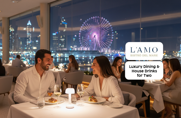 Luxury Dining & House Drinks for Two with Marina Views at L’Amo Bistro