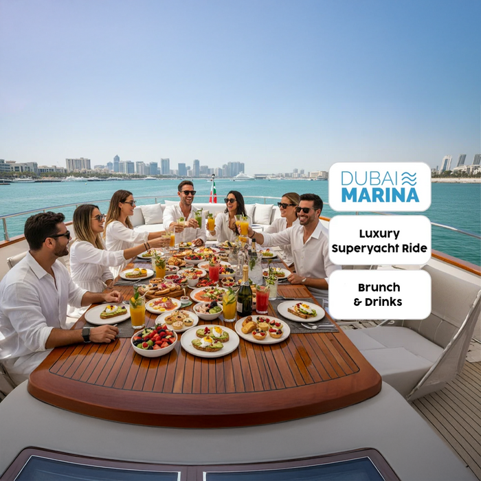Luxury Superyacht Ride with Brunch & Drinks Through Dubai Harbour