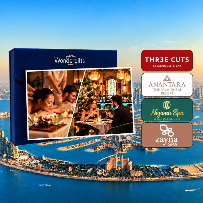 Three Cuts Palm Jumeirah Romantic Celebration Dinner with Spa & Wellness Massage for Two Gift Box