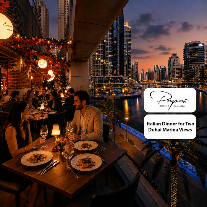 Papas Dubai - Authentic Italian Set Menu Dinner for Two with Dubai Marina Views