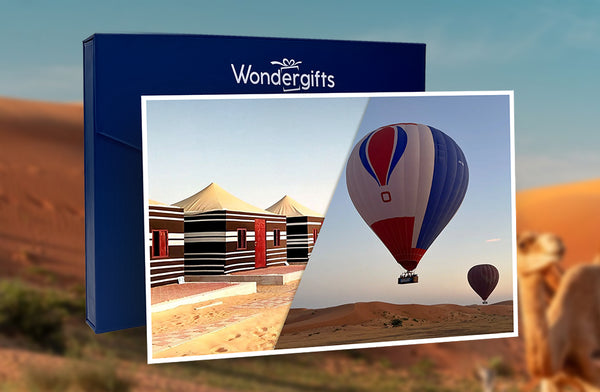 Romantic Desert Escape Gift Box: Chalet Stay and Hot Air Balloon for Two |  at Wondergifts