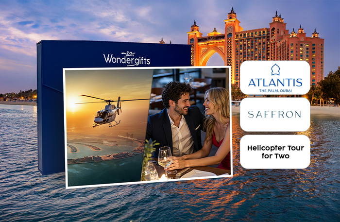 Romantic Sunset Helicopter Tour with Luxury Dinner for Two at Atlantis The Palm