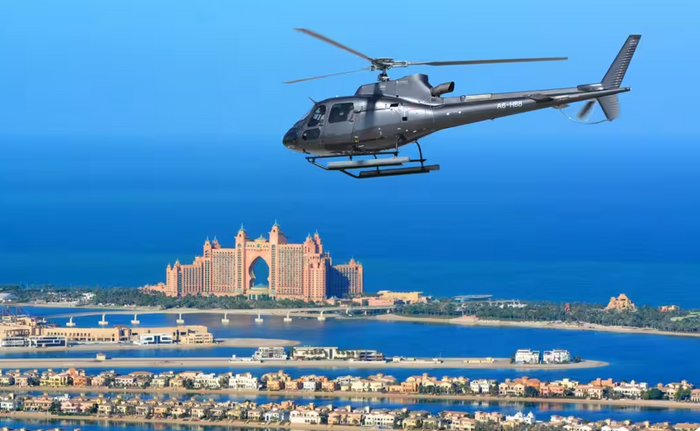 Romantic Helicopter Ride for Two Over Palm Jumeirah with Red Roses
