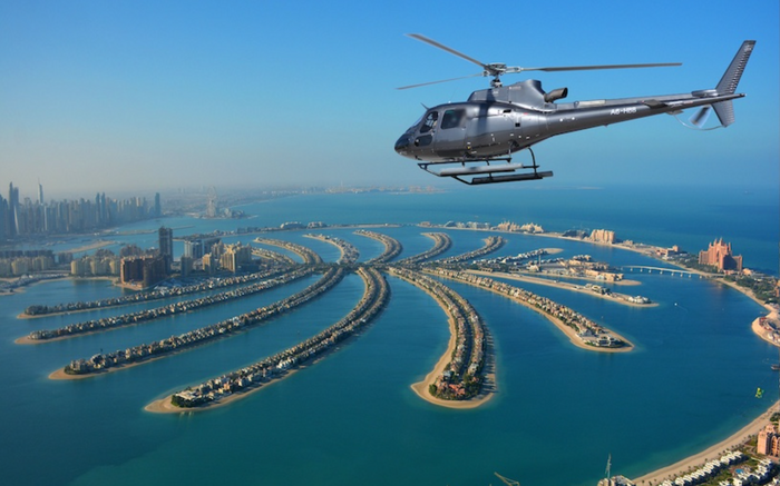 Romantic Helicopter Ride for Two Over Palm Jumeirah with Red Roses