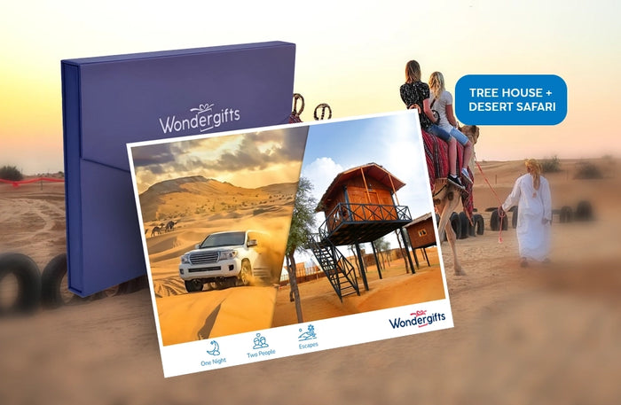 Tree House Stay with Breakfast and Desert Safari Gift Box for Two |  at Wondergifts