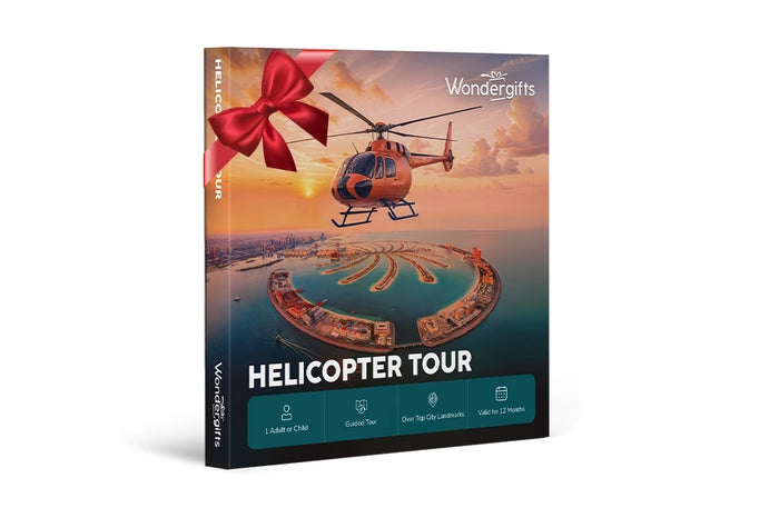 Helicopter Tour Gift Box: Elevate Your View of Dubai or Abu Dhabi’s Iconic Sights