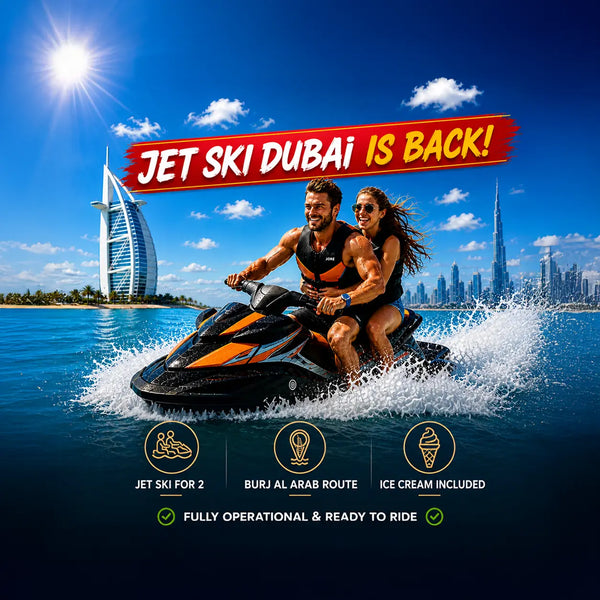 Jet Ski Dubai Experience for Two with Ice Cream - BUY NOW with confidence - MULTIPLE SLOTS AVAILABLE EVERY DAY