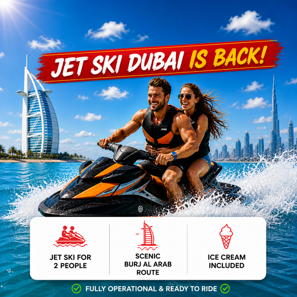 Jet Ski Dubai Experience for Two with Ice Cream - BUY NOW with confidence - MULTIPLE SLOTS AVAILABLE EVERY DAY