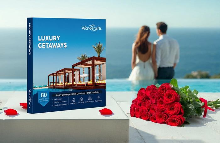 Luxury Getaways Gift Box with Red Roses: Choose from 80+ Premium Hotels |  at Wondergifts